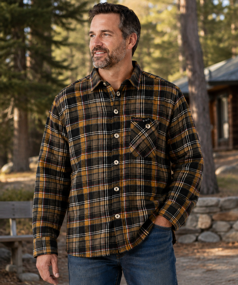 Canada Weather Gear XLT Plaid Fleece Lined Flannel Shirt Jacket Shacket Brown